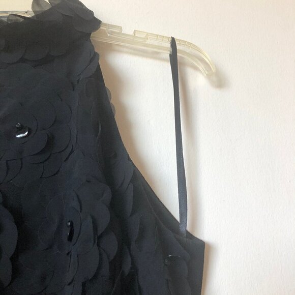 Vintage Le Chateau Sleeveless High Collar Prom Dress w/ Flowers Sequins - Picture 7 of 15